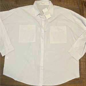 Men's White Casual Button-Down Shirt